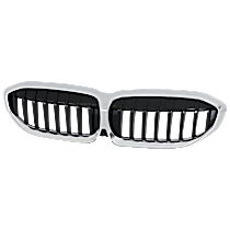 Grille, Chrome Shell with Gloss Black Insert, For Models Without Surround View Camera