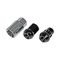 AutoGrade Series Lug Nut - Black Chrome, Carbon Steel, Acorn, 1/2 -20 Direct Fit, Set