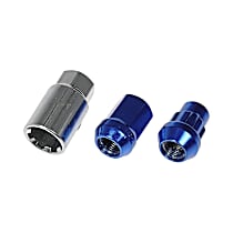 713-275D AutoGrade Series Lug Nut - Blue chrome, Carbon Steel, Acorn, 1/2 -20 Direct Fit, Set