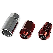713-275E AutoGrade Series Lug Nut - Red, Carbon Steel, Acorn, 1/2 -20 Direct Fit, Set of 16