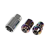 AutoGrade Series Lug Nut - Rainbow, Carbon Steel, Acorn, 1/2 -20 Direct Fit, Set
