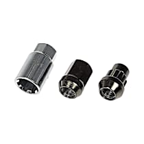 AutoGrade Series Lug Nut - Hyper Black Chrome, Carbon Steel, Acorn, 1/2 -20 Direct Fit, Set