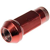 AutoGrade Series Lug Nut - Red, Carbon Steel, Bulge Seat Open End, 1/2 -20 Direct Fit, Set of 20