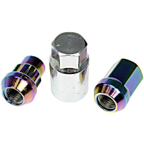 713-375G AutoGrade Series Lug Nut - Rainbow/Neo-Chrome, Carbon Steel, Acorn, M12-1.50 Direct Fit, Set of 16