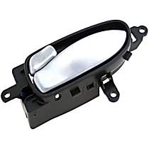 Front, Driver Side Interior Door Handle, With door lock button, Black Housing With Silver Lever, Help Series - Front, Driver Side