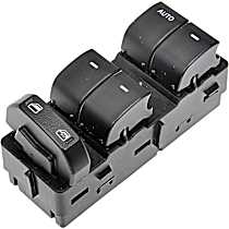 Front, Driver Side Window Switch, Black, 5 Buttons, OE Solutions Series