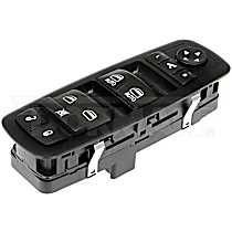 Front, Driver Side Window Switch, 4-Door, With Power Folding Mirrors; Without Brushed Aluminum Trim, Black, OE Solutions Series