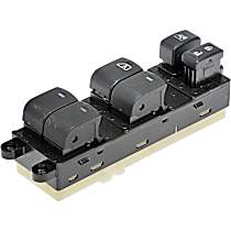 Front, Driver Side Window Switch, Black, 6 Buttons, OE Solutions Series