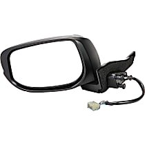 955-1596 Driver Side Mirror, Power, Heated, Power Folding, Black, No Signal Light, No Memory, No Puddle Light, No Auto-Dimming, No Blind Spot Feature