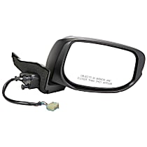 955-1597 Passenger Side Mirror, Power, Heated, Manual Folding, Black, In-housing Signal Light, No Memory, No Puddle Light, No Auto-Dimming, No Blind Spot Feature