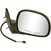 955-302 Passenger Side Mirror, Power Adjust, Non-Heated, Manual Folding, Black, No Signal Light, No Memory, No Puddle Light, No Auto-Dimming, No Blind Spot Feature