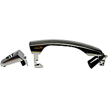 Front, Driver Side Chrome Exterior Door Handle, Without Door Lock Hole, With Keyhole, Help Series