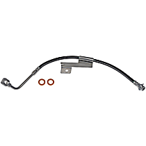 Front, Driver Side Brake Line, 168.5 in. WB, With Dual Rear Wheels (DRW), Metal and Rubber, First Stop Series