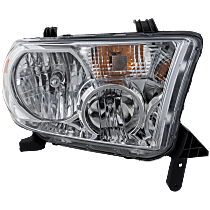 Passenger Side Headlight, With bulb(s), Halogen, Clear Lens, Without leveling system