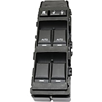 Front, Driver Side Window Switch, Black, 6-Button, 14-Prong Blade Male Terminal, 2 Female Connectors, Driver and Passenger Side One Touch Auto Up and Down Power Windows