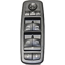 Front, Driver Side Window Switch, Black, With Power Folding Mirrors, 12-Prong Blade Male Terminal, 1 Female Connector