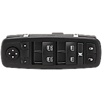 Front, Driver Side Window Switch, 4-Door, Without Power Folding Mirrors, Black