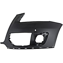 Front, Driver Side Primed Bumper Cover, For Models Without S-Line Package, With Parking Aid Sensor Holes, With Headlight Washer Holes