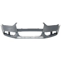 Front Primed Bumper Cover, 4 Cyl., 2.0L Engine, Sedan, For Models Without S-Line Package, Without Headlight Washer Holes, Without Warning System
