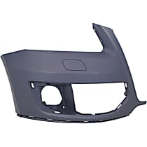 Front, Passenger Side Primed Bumper Cover, For Models Without S-Line Package, Without Parking Aid Sensor Holes