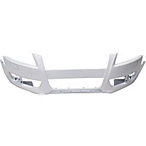 Front Primed Bumper Cover, Coupe/Convertible, For Models Without S-Line Package, Without Parking Aid Sensor Holes, With Headlight Washer Holes