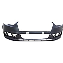 Front Primed Bumper Cover, Convertible/Sedan, With Parking Aid Sensor Holes, Without Headlight Washer Holes and Parallel Park Assist Sensor Holes