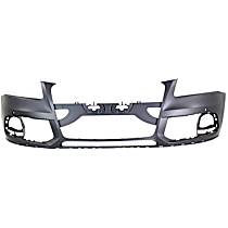 Front Primed Bumper Cover, For Models Without S-Line Package, Without Headlight Washer Holes, With Parking Aid Sensor Holes, CAPA CERTIFIED