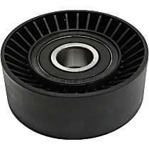 Accessory Belt Idler Pulley, 17mm or 0.66 in. I.D, 2.76 in. OD, 0.96 in. Pulley Width, Serpentine, Flat
