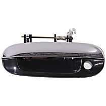 Front, Driver Side Exterior Door Handle, Chrome Lever With Smooth Black Bezel, With Key Hole