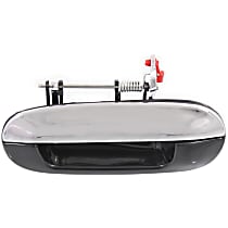 Rear, Driver Side Exterior Door Handle, Chrome Lever With Smooth Black Bezel, Without Key Hole, 1-Screw Mount Type