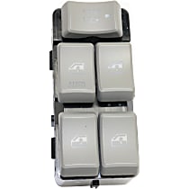 Front, Driver Side Window Switch, Gray, 5 Buttons