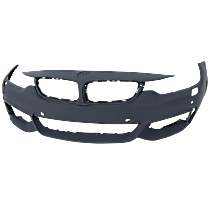 Front Primed Bumper Cover, Base Model, With M Sport Line, With Park Distance Control, With Headlight Washer Holes, With Fog Light Holes, CAPA Certified