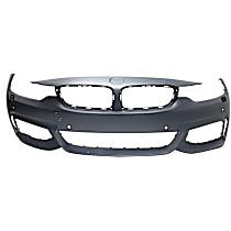 Front Primed Bumper Cover, Base Model, With M Sport Line Package, With Park Distance Control, Washer Holes and Fog Light Holes, CAPA Certified