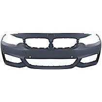 Front Primed Bumper Cover, Base Model, With M Sport Line Package, With Park Distance Control and Fog Light Holes, Without Headlight Washer Holes
