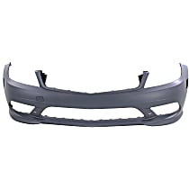 Front Primed Bumper Cover, Without Park Sensor and Headlight Washer Holes, For Models With Daytime Running Light and AMG Styling Package