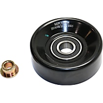 Accessory Belt Idler Pulley, Steel, Serpentine, Flat, 3.54 in. Outside Diameter