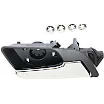 Front or Rear, Passenger Side Chrome Lever with Textured Black Bezel Interior Door Handle, Without Door Lock Hole