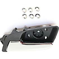 Front or Rear, Driver Side Chrome Lever with Textured Black Bezel Interior Door Handle, Without Door Lock Hole