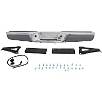 Chrome Step Bumper, Face Bar and Pads, With Gray Face Cover , Without Center Pad-Type
