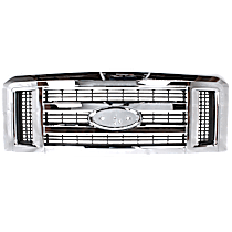 Grille, Chrome Shell with Painted Gray Insert, ECONOLINE VAN, Base Model, CAPA Certified