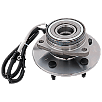 Front, Driver or Passenger Side Wheel Hub, Four Wheel Drive, 5 Lugs, With Bearing, With Sensor, 4WD