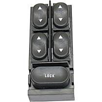 Front, Driver Side Window Switch, Black, 5-Button