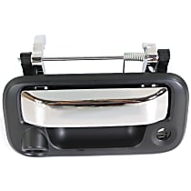 Tailgate Handle, Chrome Lever with Primed Bezel, With Camera Hole, With Keyhole