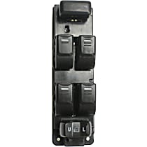 Front, Driver Side Window Switch, Black, 6-Button