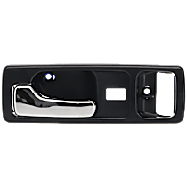 Front, Driver Side Dark blue bezel with chrome lever Interior Door Handle, With Door Lock Hole, Coupe, USA Built Vehicle, With Power Door Locks