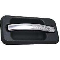 Rear, Driver Side Exterior Door Handle, Black Bezel With Chrome Lever, Without Key Hole
