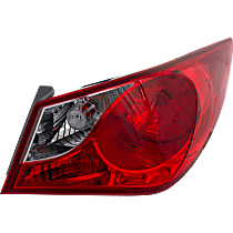 Passenger Side, Outer Tail Light, With bulb(s), Halogen, Clear and Red Lens, Exc. Hybrid Model