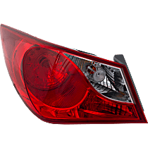 Driver Side, Outer Tail Light, With bulb(s), Halogen, Clear and Red Lens, Exc. Hybrid Model