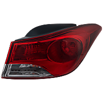 Passenger Side, Outer Tail Light, With bulb(s), Halogen, Clear and Red Lens, Sedan, USA Built