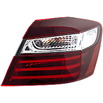 Passenger Side, Outer Tail Light, With bulb(s), LED, Clear and Red Lens, Sedan, Exc. Hybrid Model